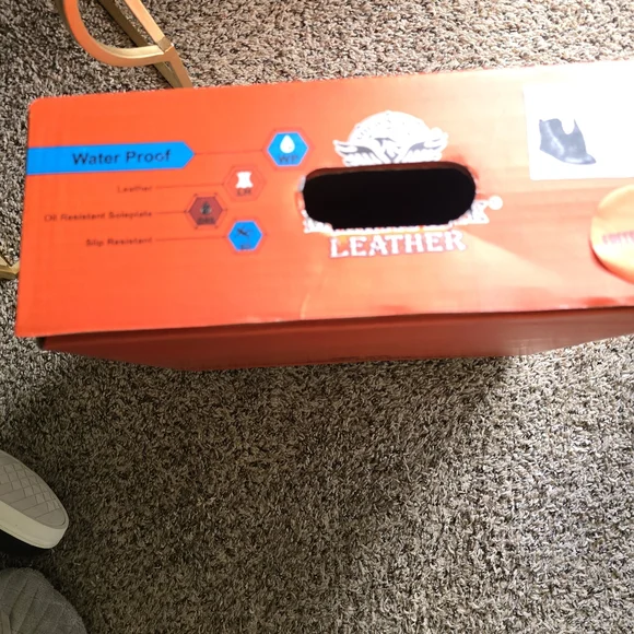 Black Leather Men's Motorcycle Boots-Brand New-Never Worn - Picture 7 of 8